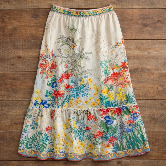 Johnny Was Dresses & Skirts - Johnny Was Silk Multicolor Floral Maxi Skirt